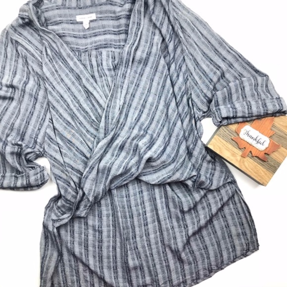 silence + noise Tops - Silence + Noise Wrap Front High Low Blouse S